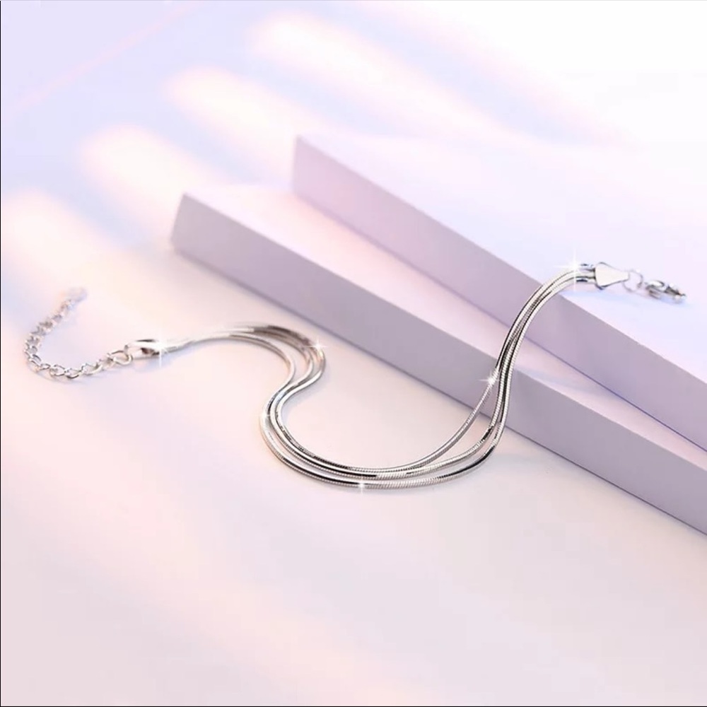 Sterling Silver 925 Three Chain Bracelet - Picture 2 of 5